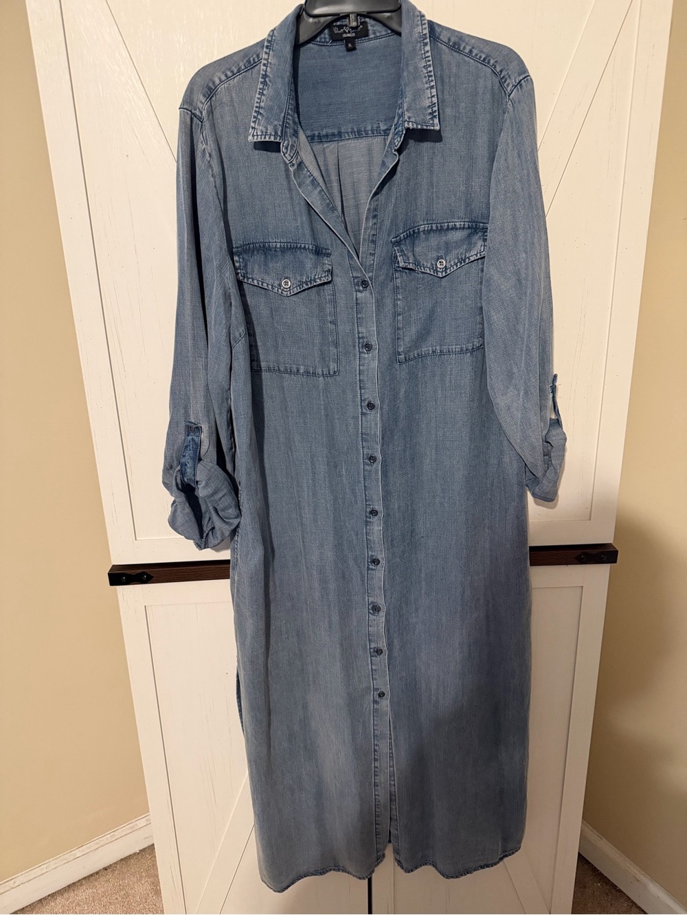 Velvet Heart Light Blue Denim Midi Shirt Dress